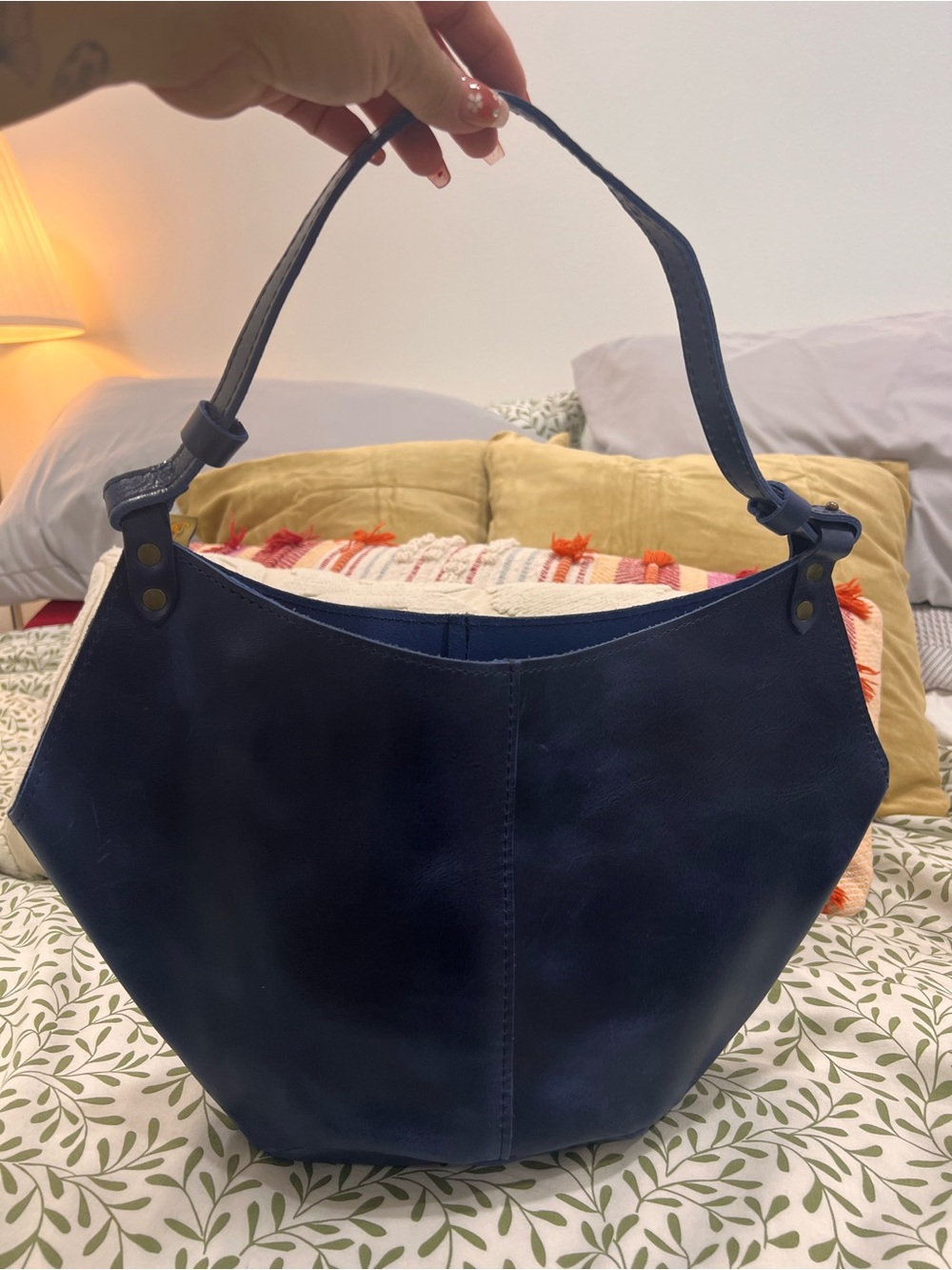 Portland Leather Goods Kangaroo Hobo Shoulder Bag in Deep Navy - Picture 2 of 6